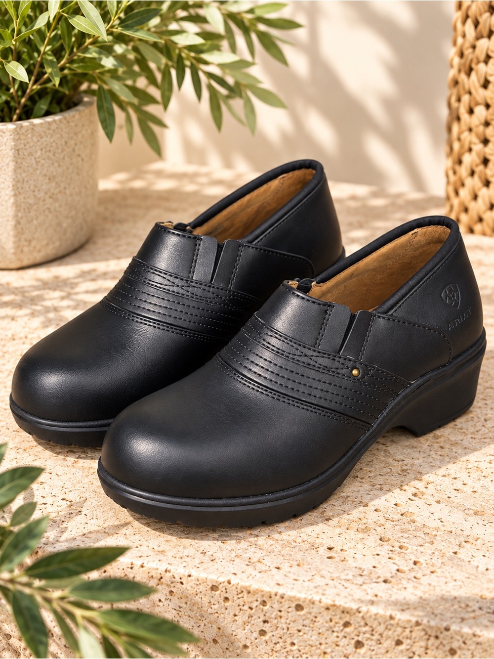 Ariat Safety Clog Steel Toe Work Shoes Black Leather Women’s 10B NWOB #38